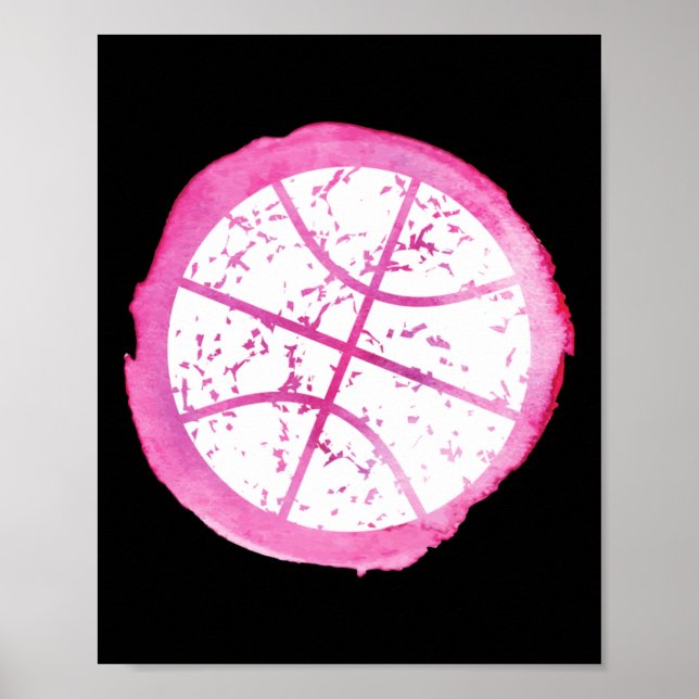 Poster Cinza Rosa de Basquete (Frente)
