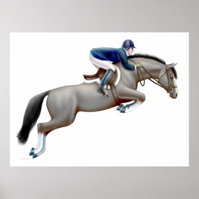 Póster Cinza Show Jumping Horse (Frente)