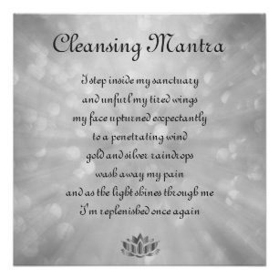 Póster Cinza, Silver Cleansing Mantra Poem Art design