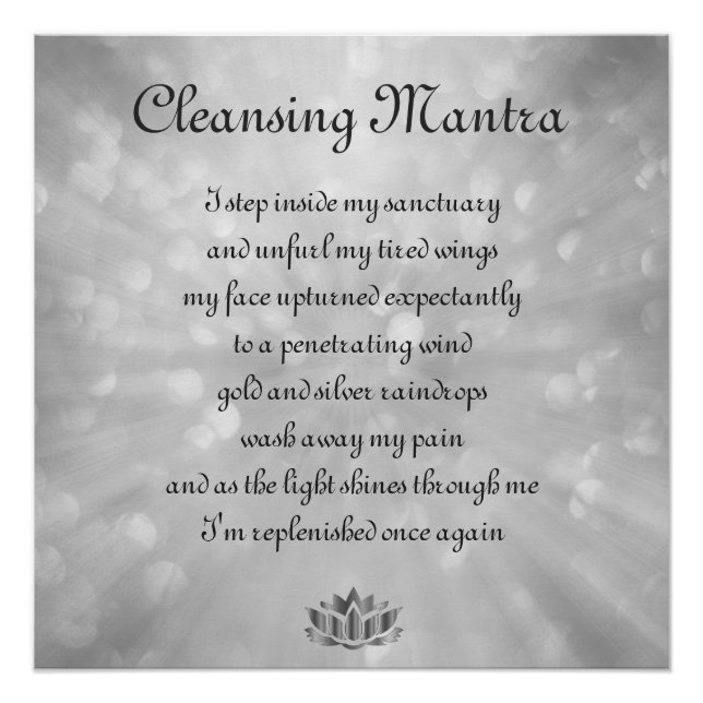 Póster Cinza, Silver Cleansing Mantra Poem Art design (Frente)
