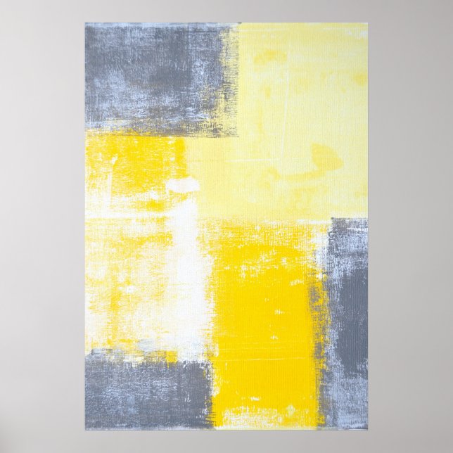 Póster cinza 'Todos os ângulos' e Abstrato amarela (Frente)