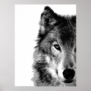 Póster Cinza Trabalho de arte Wolf Eye