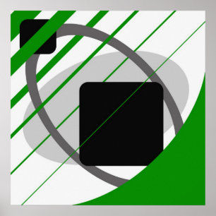 Póster Cinza verde Abstrato a preto apagado-branco AP0002