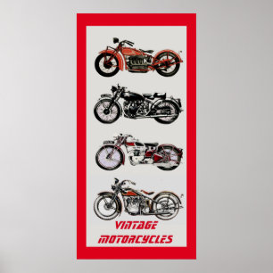 Póster Cinza Vermelha MOTOCICLOS ViNTAGE