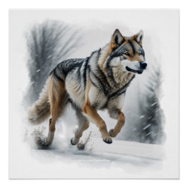 Póster Cinza Wolf Animal Art