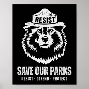Poster Cinza Wolf Bear Resiste Protege Mulheres do Parque