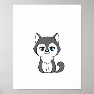 Poster Cinza Wolf Chibi-Style