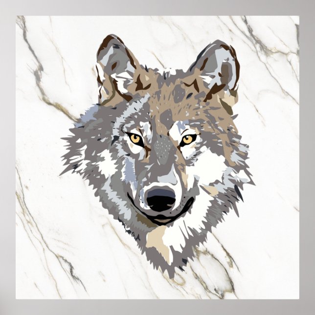 Poster Cinza Wolf Em Marble (Frente)