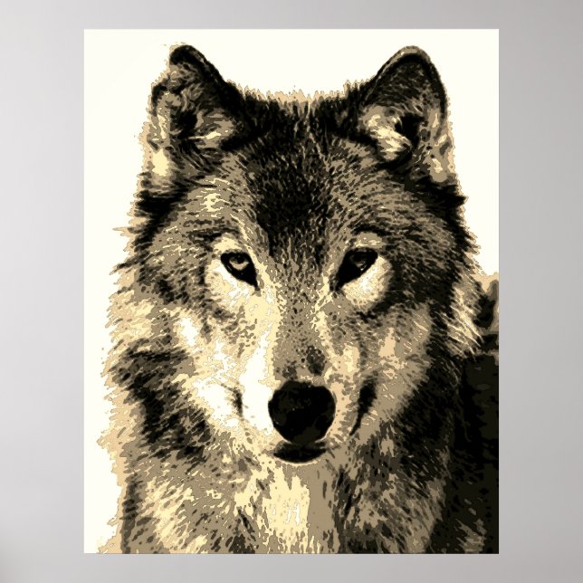 Poster Cinza Wolf Vintage Sepia (Frente)