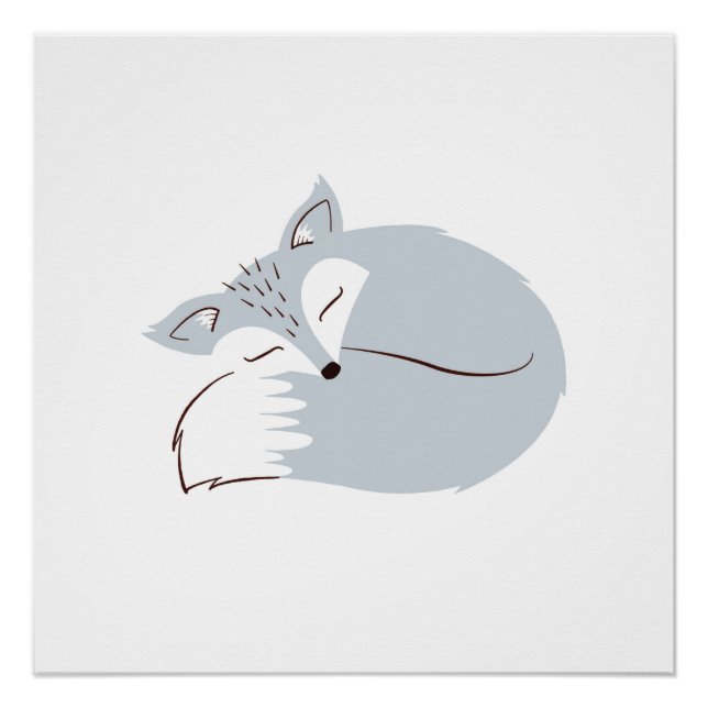 Póster Cinza Woodland Fox (Frente)