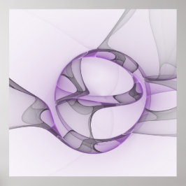 Poster Cinzas de Lavanda de Arte Fractal Abstrato moderna