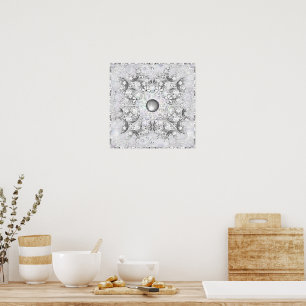 Poster Cinzas de rendas cerâmicas e flocos de neve
