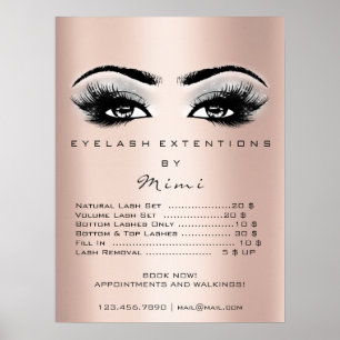 Poster Cinzas Douradas rosa Makeup Eyes Lashes Price