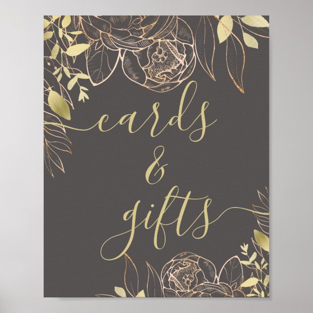 Poster Cinzas e Dourados modernos cartões e presentes (Frente)