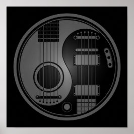 Poster Cinzas e Guitarras Elétricas Negras Acústicas Yin