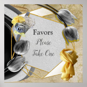 Poster Cinzas e tulipas amarelas na textura