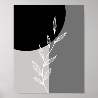 Poster Cinzas Negras Minimalista Botânica