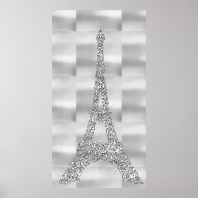 Póster Cinzas prateadas da Torre Eiffel Crystals Swarovsk (Frente)