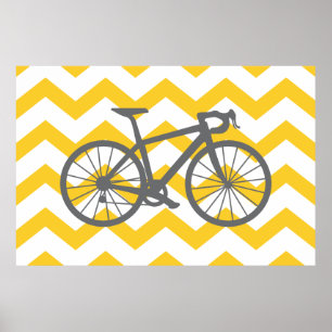 Poster cinzento amarelo da bicicleta de Chevron