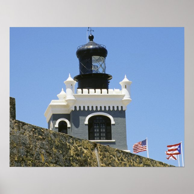 Póster cinzento castelado do Fuerte San Felipe del Morro (Frente)