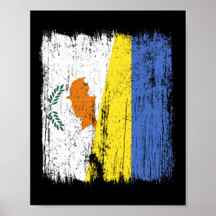 Poster Cipre Ucrânia Meia Bandeira Cipriota Ucraniana Her