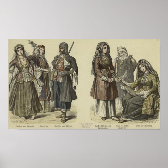 Poster Circassianos, Tártaros, pessoas Turcas, Zaurnåa (Frente)