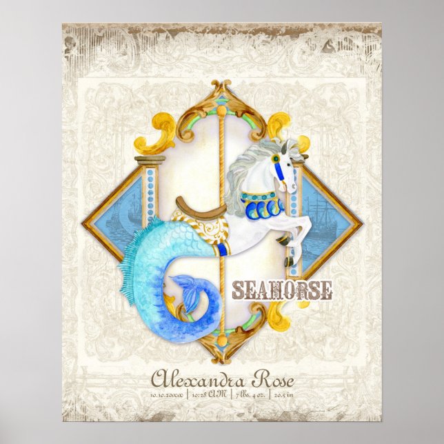 Poster Circo de Bebê Fantasia Cavalo-Marinho Carrossel Vi (Frente)