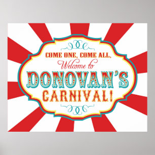 Póster Circo de Carnaval Banner de Aniversário Donovan PE