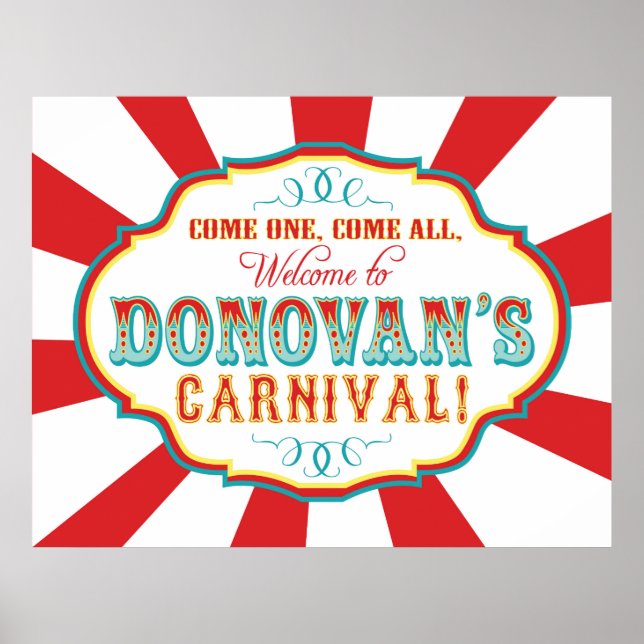 Póster Circo de Carnaval Banner de Aniversário Donovan PE (Frente)