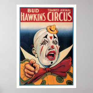 Poster Circo do vintage de Hawkins do botão