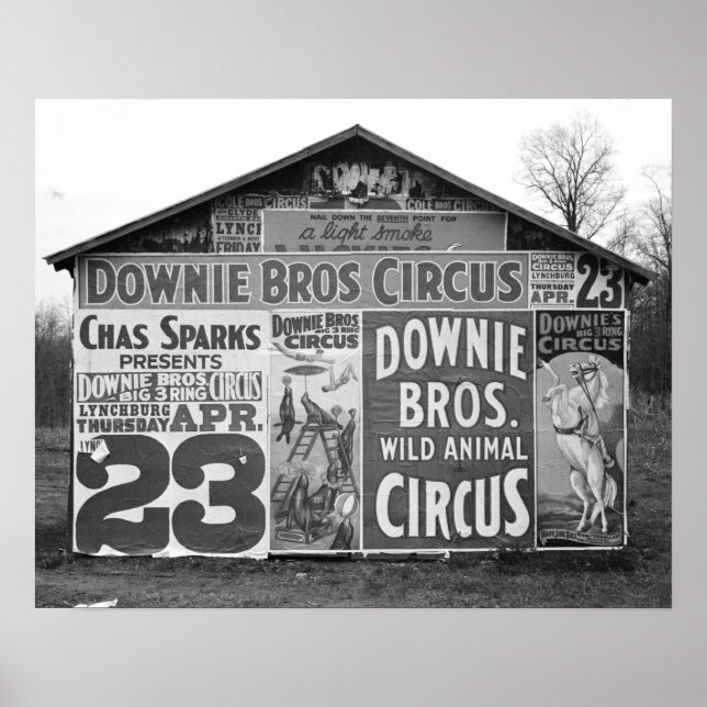 Poster Circo Downie Bros., 1936. Foto Antiga (Frente)