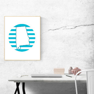 Poster Circular Retroativo do Estado do Alabama, EUA