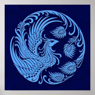 Póster Círculo azul tradicional de Phoenix