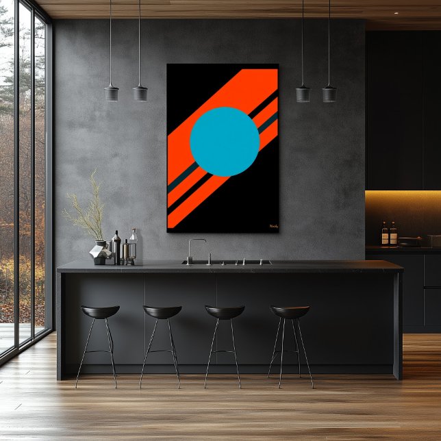 Poster Círculo Ciano com Desenho Bauhaus Diagonal Laranja (Criador carregado)