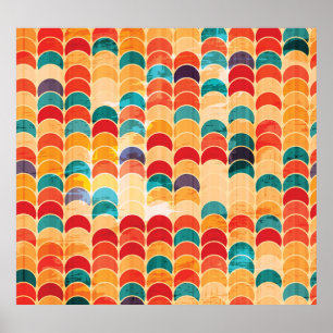 Poster Círculo Colorido: Padrões Sem Costura Grunge.