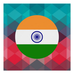 Póster Círculo da bandeira de India no bokeh moderno