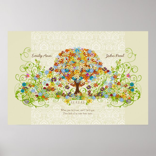 Poster Círculo de Amor do Casamento da Árvore da Floresta (Frente)