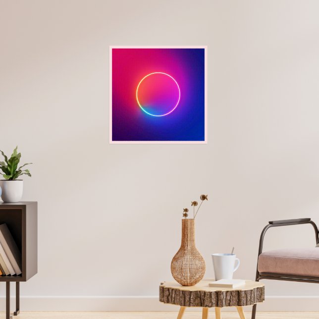 Poster Círculo de Brilho Neon Arte Abstrata (Sala de Estar 3)