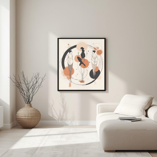 Poster Círculo de Conexão | Moderno Abstrato Feminino (Criador carregado)
