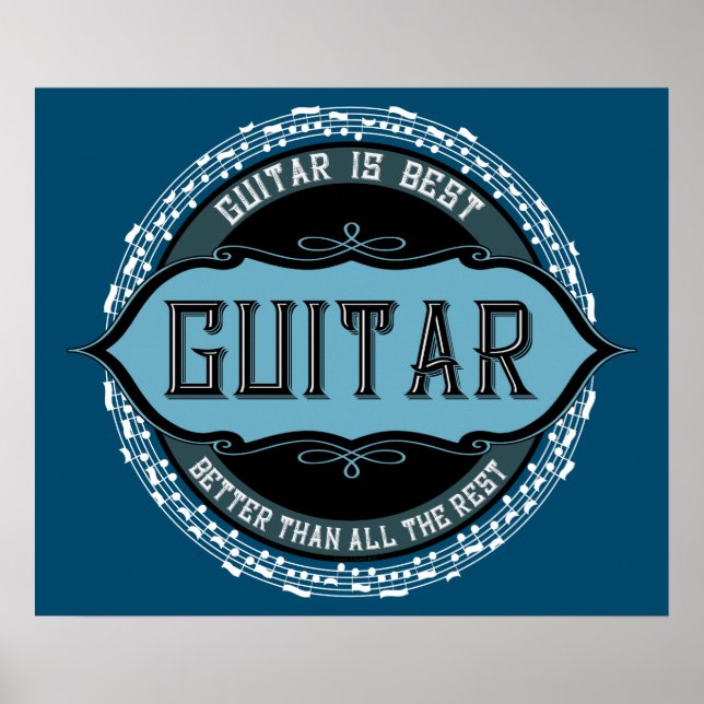 Poster Círculo de Nota de Música de Violão (Frente)
