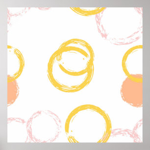 Poster Círculo de Pincel. Padrão Vintage Invisível. Color