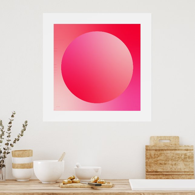 Poster Círculo de Vinheta com Gradiente Vermelho em Desig (Cozinha)