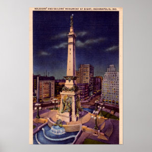 Póster Círculo do monumento de Indianapolis Indiana na