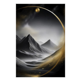 Póster Círculo Dourado Sobre Picos Sombreados