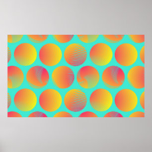 Poster círculo gráfico padrão sem costura em azul lara