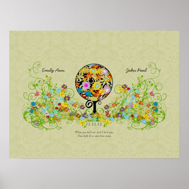 Poster Círculo Mágico da Flor da Árvore do Amor Casamento (Frente)