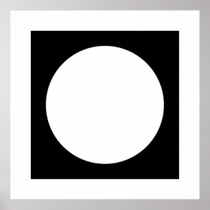 Póster Círculo preto-branco, Design geométrico simples.