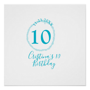 Póster Círculo turquesa. Brilhante 10.º aniversário negri