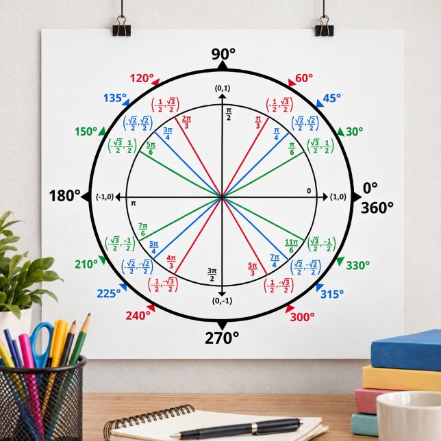 Poster Círculo Unitário Geek de Matemática de Volta às Au (Math Geek Unit Circle Back to School Poster)