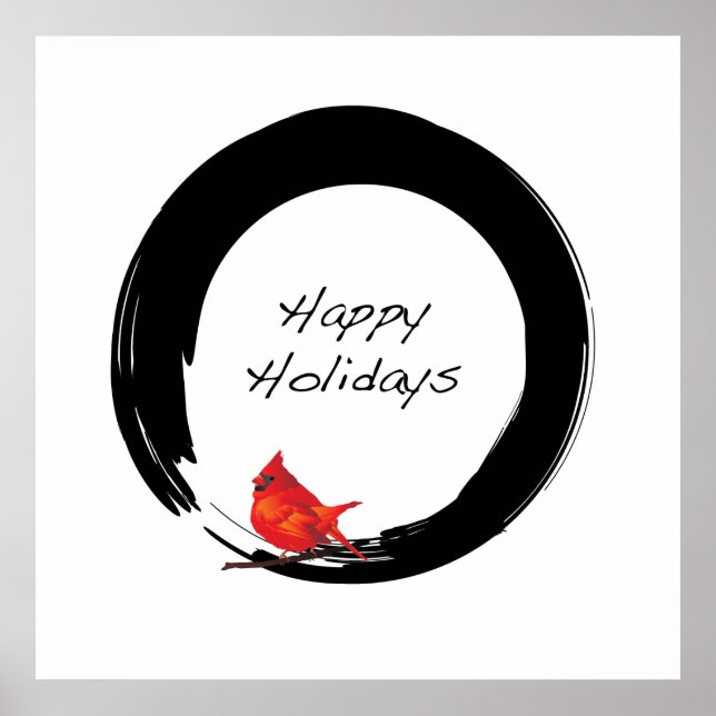 Poster Círculo Zen com Cardeal de Natal (Frente)